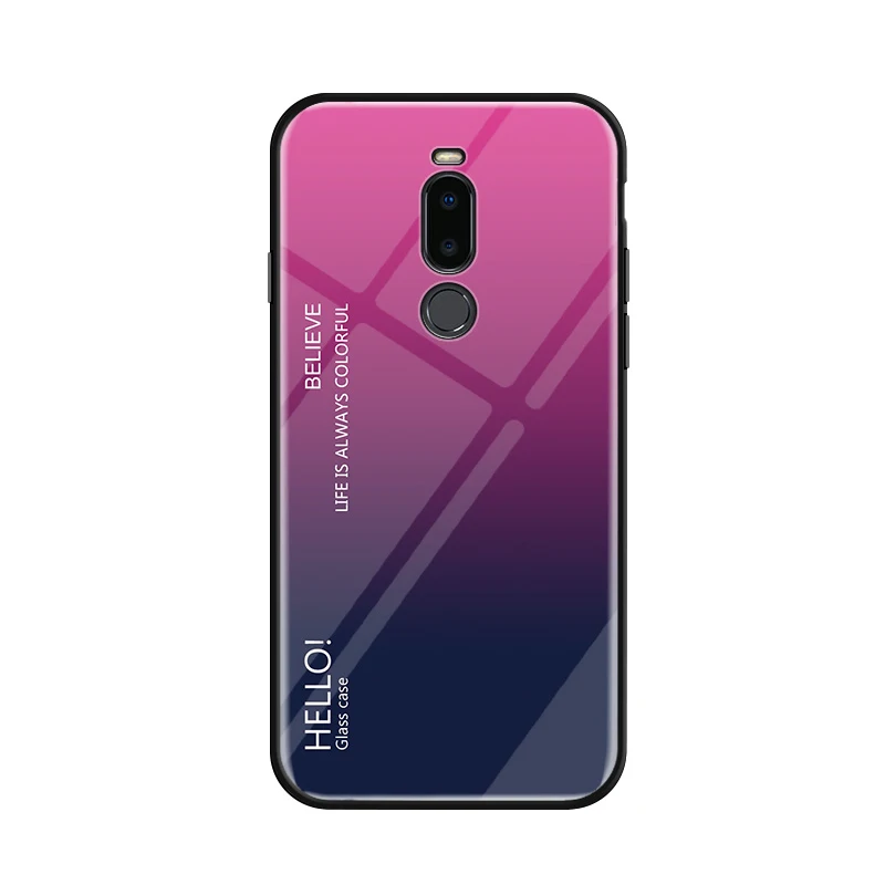 Rose Red Чехол Rezzol для Meizu X8, роскошный градиентный чехол из закаленного стекла, силиконовый бампер, жесткая задняя крышка для Meizu X8 X 8, чехол для телефона Coques - Цвет: Rose Red