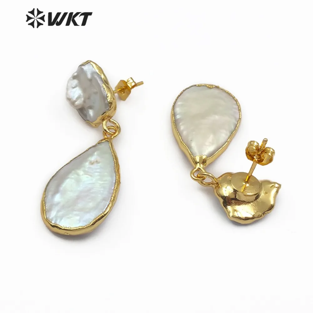 WKT WT-E489, Новое поступление, модный стиль, натуральный пресноводный жемчуг, женские серьги в форме капли, высокое качество, Пресноводный Жемчуг