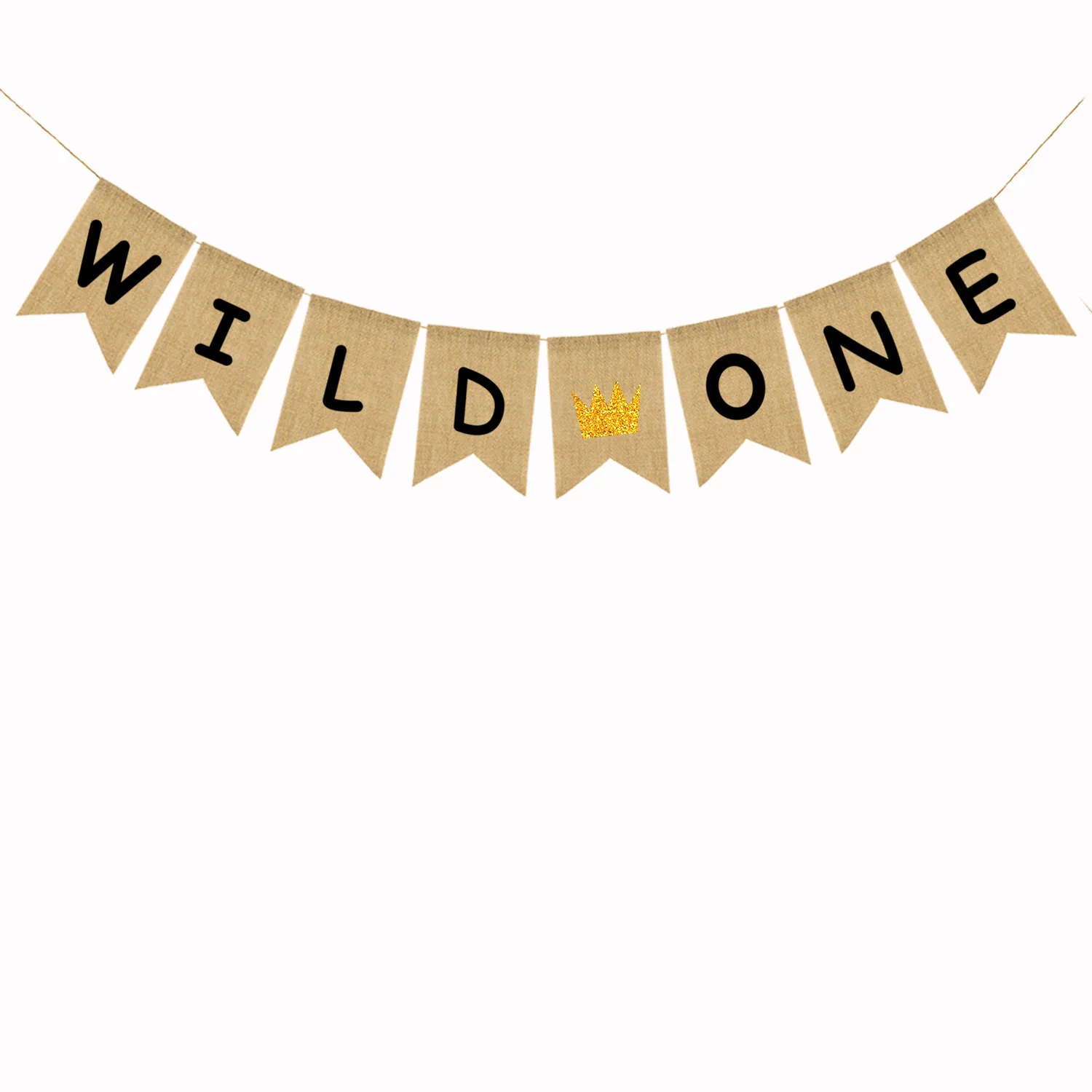 Блестящая золотая корона джутовая Мешковина дикий один баннер украшение для дня