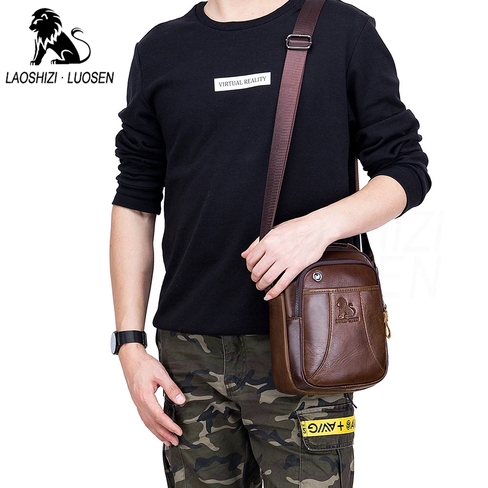 New Arrival Genuine Leather Men's Casual Shoulder Bags Vintage Flap Zipper Handbags For Male Fashion Crossbody Brown Color |