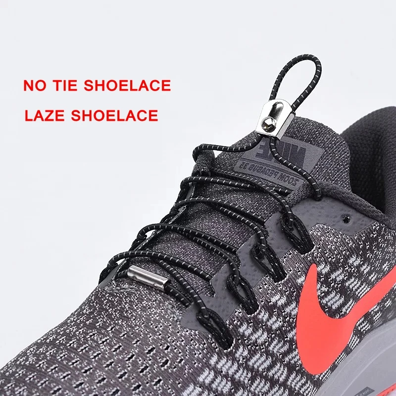 1Pair No Tie Shoe Laces Elastic Metal buckle Round Shoelaces Kids Adult Quick Lazy Sneakers Shoelace Shoe Laces Shoestrings