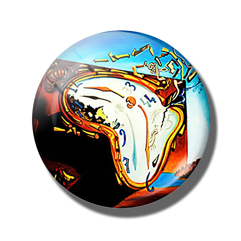 PACK OF 1 Salvador Dali мягкие часы 30 мм магнит на холодильник взрывной художественный стеклянный купол магнитные наклейки на холодильник держатель для заметок украшение дома - Цвет: PACK OF 1