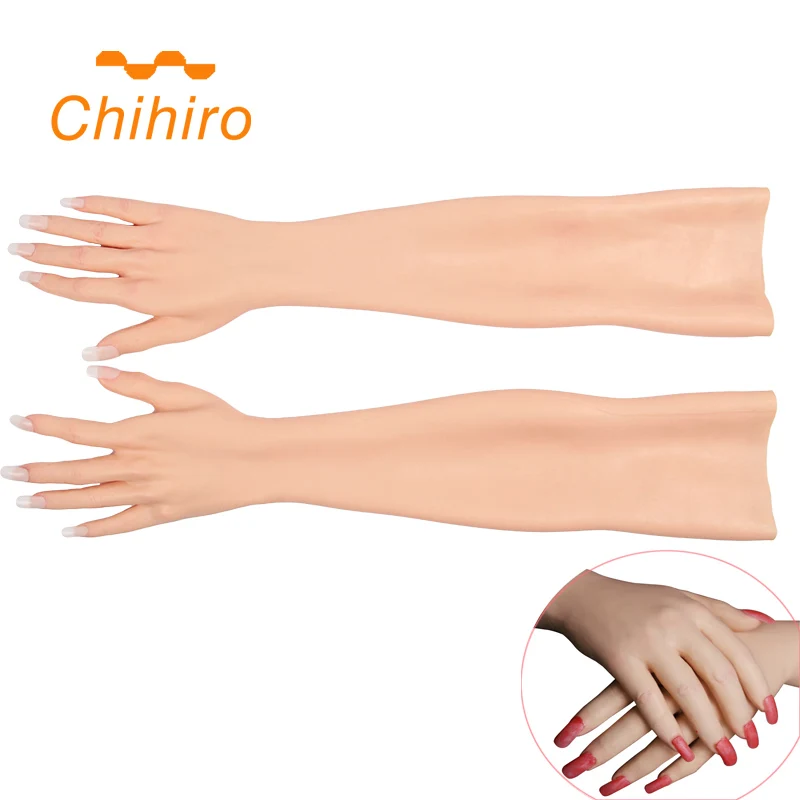 

Realistic Silicone Female Gloves For Man Feminine Female Hand Crossdresser Dress Fake Arm Sleeve Delicate skin for burn limb new