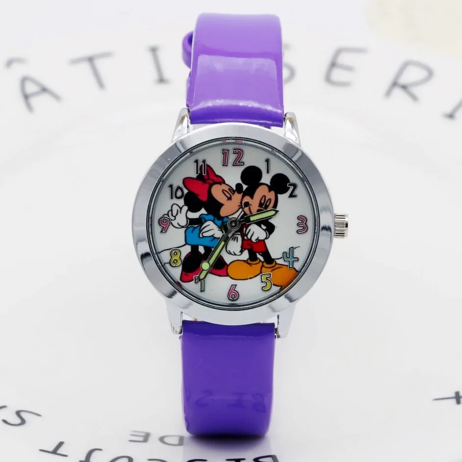 Детские часы с героями мультфильмов кожаные цифровые для мальчиков и девочек