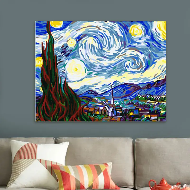 

coloring by numbers Van Gogh Starry sky modular painting digital paint by numbers diy digital painting