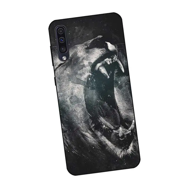 P109 Lion Black Silicone Case For Samsung Galaxy A6 A7 A8 A9 A10 A30 A40 A50 A60 A70 A80 A90 5G A20E Plus |