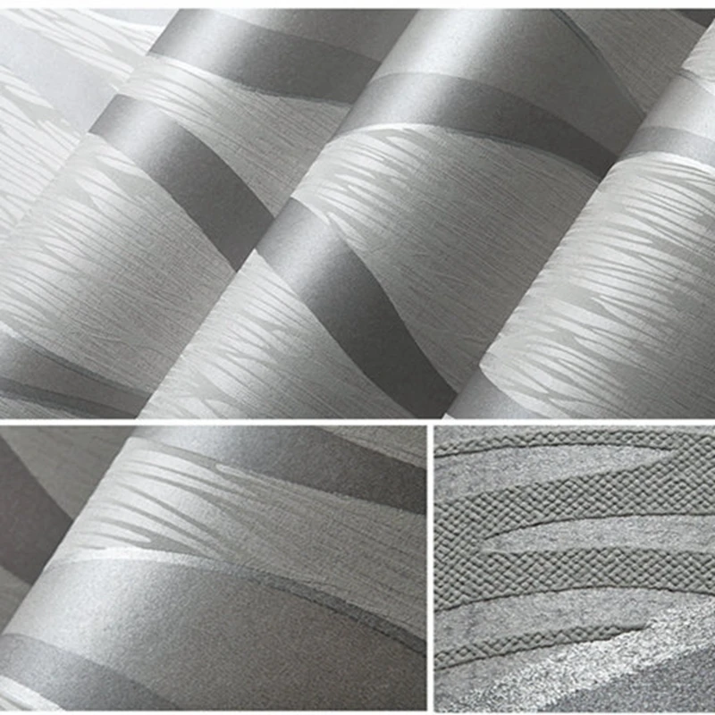 

Wallpapers YOUMAN Pattern Grey Striped Wallpaper Vintage Deep Embossed Strip Wall Paper Non-woven Wall Coverings Room Decor