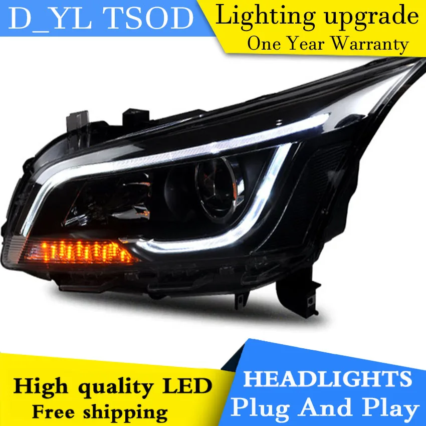 

D_YL Car Styling for Chevrolet Cruze Headlights 2015-2016 Cruze LED Headlight DRL Lens Double Beam H7 HID Xenon bi xenon lens