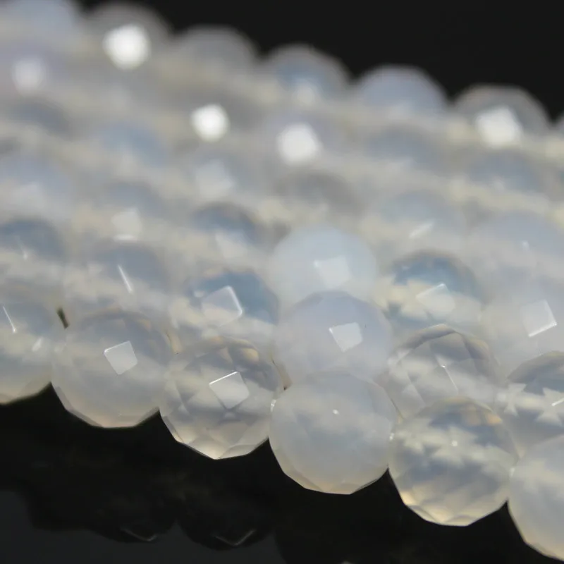 

4-10mm Natural Round 64 Faceted White Agates beads For Jewelry Making Beads Bracelets 15inch Needlework DIY Beads Trinket