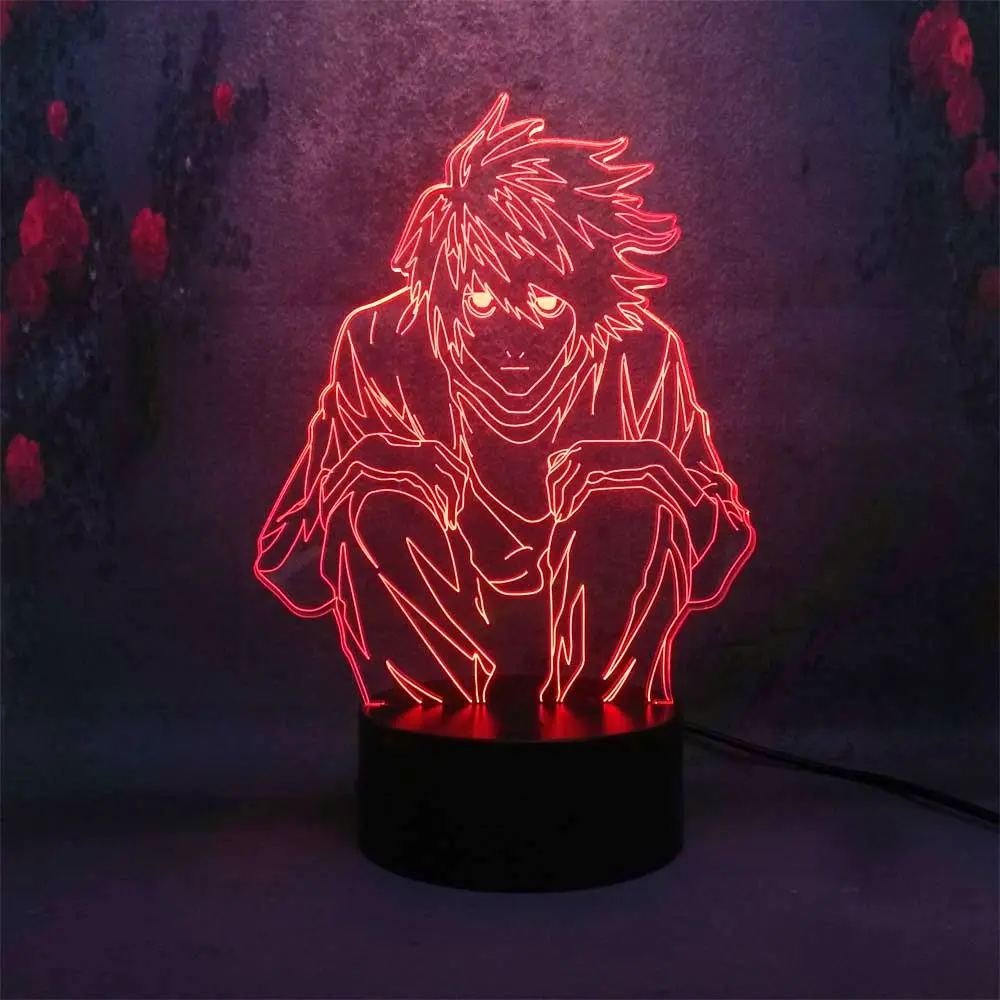 Аниме Death Note L Lawliet LED Декор для спальни ночник Lamparas de lava 3D 7 цветов Пульт