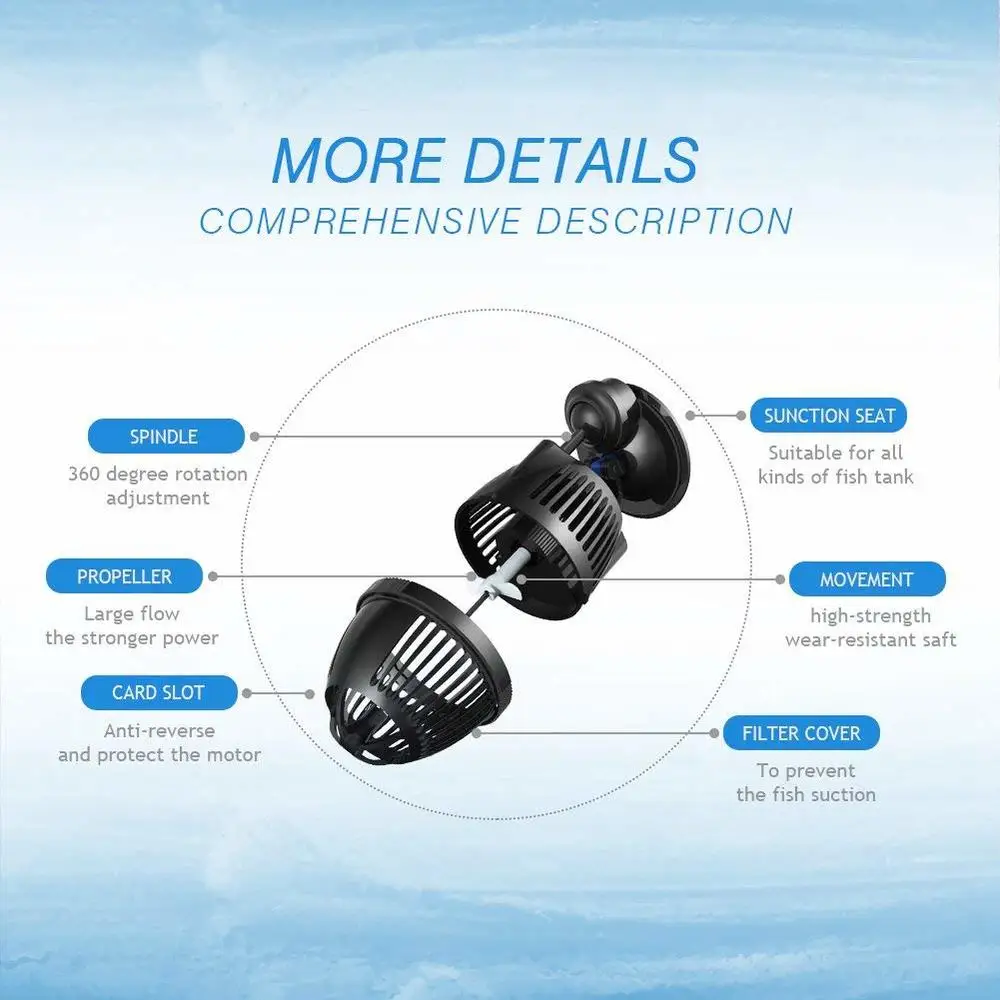 2500L/h SUNSUN JVP 100 генератор волн аквариумный погружной циркуляционный насос присоска