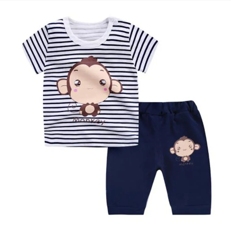 Brand Toddler Newborn Baby Boy Clothes 2018 Summer Children Boys Cartoon Kids Korean Clothing Set Tshit+Pants Cotton |