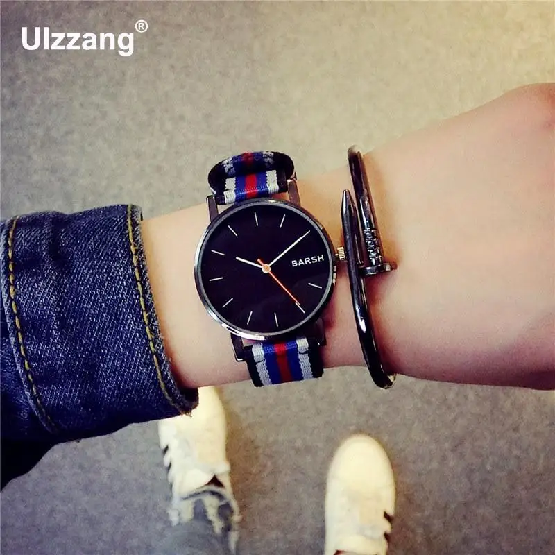 Горячая Распродажа модные джинсовые нейлоновые кварцевые часы наручные для