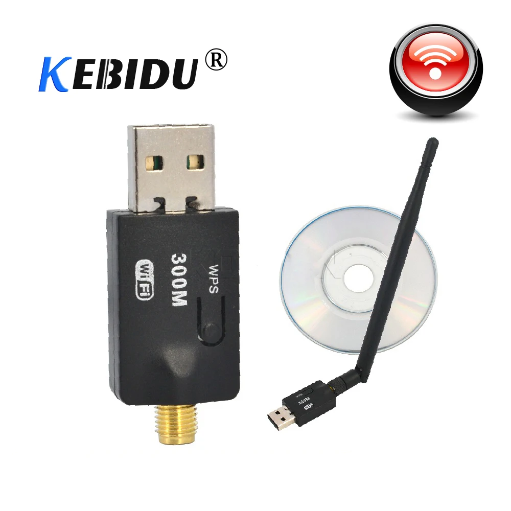 Kebidu 300 Мбит/с USB Wi Fi адаптер 2 0 Беспроводная 4 ГГц сетевая Lan Карта Антенна для Windows
