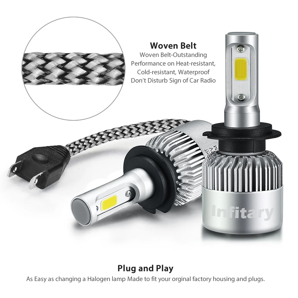 2 предмета 12 V 24 Автомобильные фары H4 светодиодный H7 H1 H3 H11 H13 H27 HB3 HB4 9004 9005 9006 9007 72 Вт
