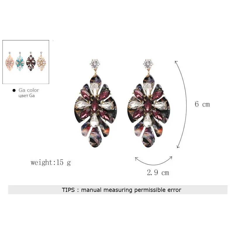 GEREIT 2018 Vintage Acrylic Resin Drop Earrings For Women New Bohemian Statement Dangle Crystal Big Boho Jewelry Oorbel | Украшения и
