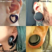 bog pair black heart ear tunnel gauge acrylic ear spiral plugs ear taper stretchers gauge expander saddle ear plugs 4 25mm