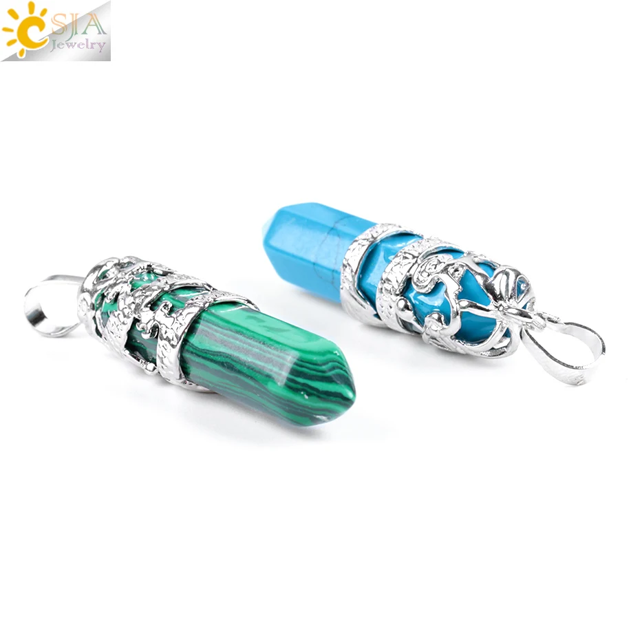 CSJA миф Дракон обернутый Топ Ожерелья Подвески натуральный драгоценный камень