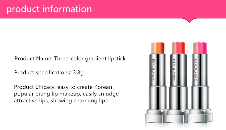 gradient lipstick Lasting три Цвет обесцвечивание губная помада матовая Губная Макияж Бальзамы для губ Увлажняющий косметика тинт для губ Губная помада матовая блеск для губ увлажняющий женская помада