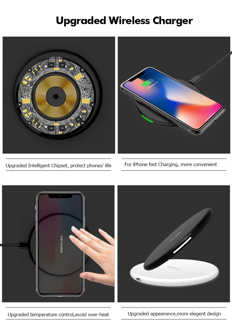 Тонкое Qi Беспроводное быстрое зарядное устройство 10 Вт для Samsung S10 S9 S8 с частотой 7