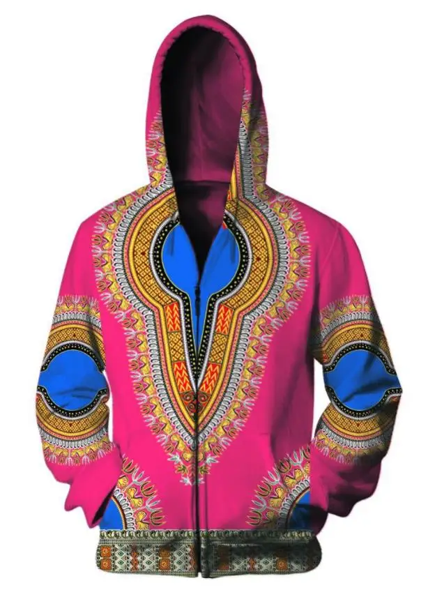 Spandex Bazin Riche Traditional Print Pullover African Dashiki Hoodie 3D Africa Clothe Red Yellow Purple Black Orange Blue Green |