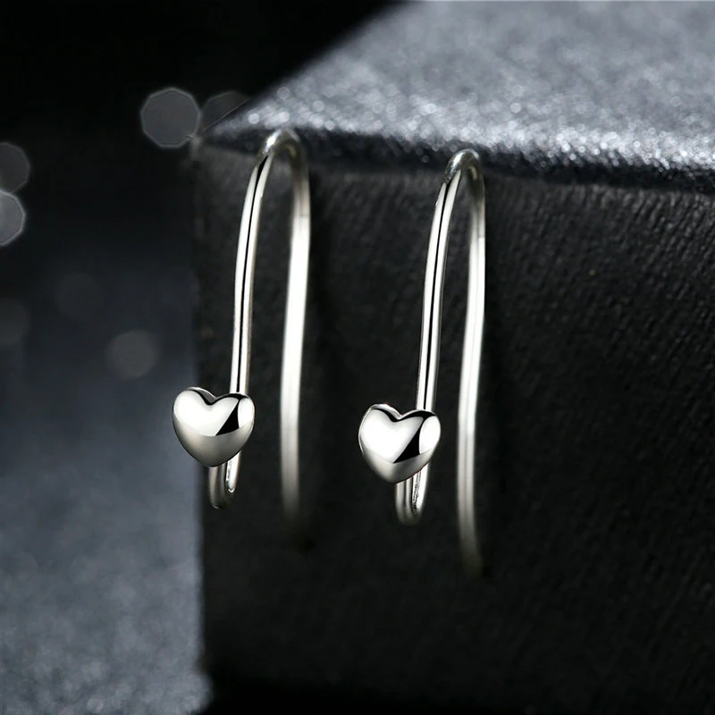 Новинка 2017 года стерлингового серебра 925 пробы сердце Классический бренд Серьги