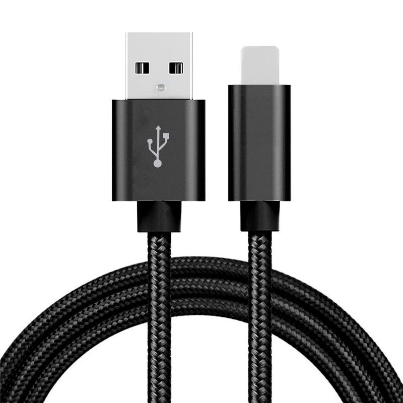 Black cable 5V 2.4A USB2.0 iOS 8pin нейлоновый зарядный кабель для iPhone 5 6s 7Plus 8 X ipad mini зарядный кабель - Тип штекера: Black cable