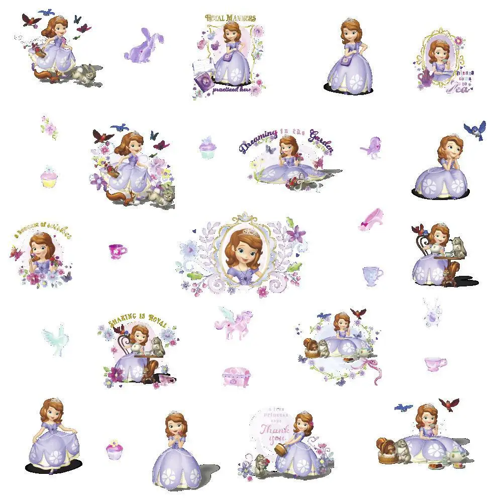 Новая детская спальня 3D Принцесса София наклейки на стену съемный мультфильм DIY