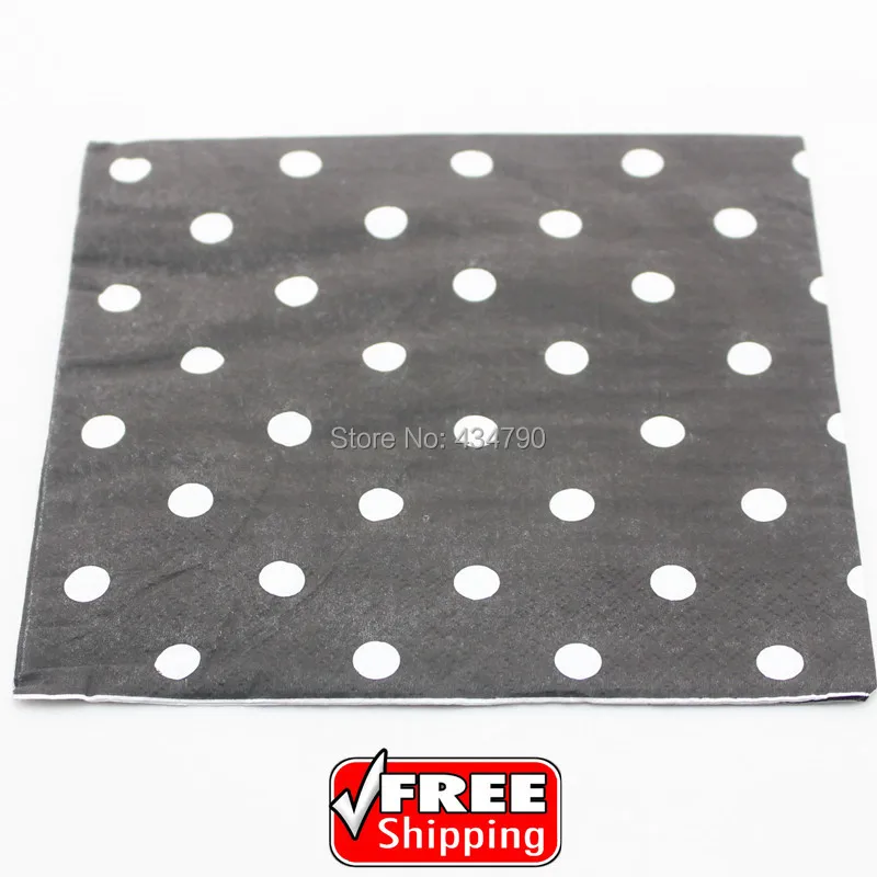 60 шт. салфетки в белый горошек из черной бумаги|paper napkins party|paper napkin texturepaper making machine |