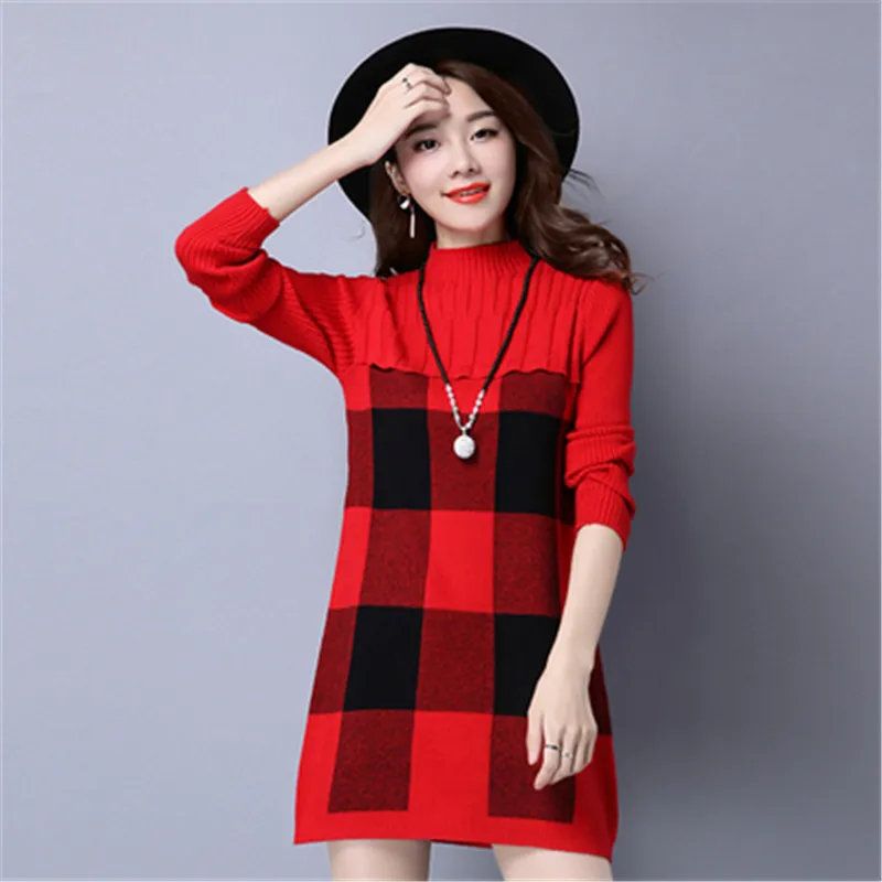 Новинка женское платье-свитер новый осенне-зимний пуловер кашемировый свитер с