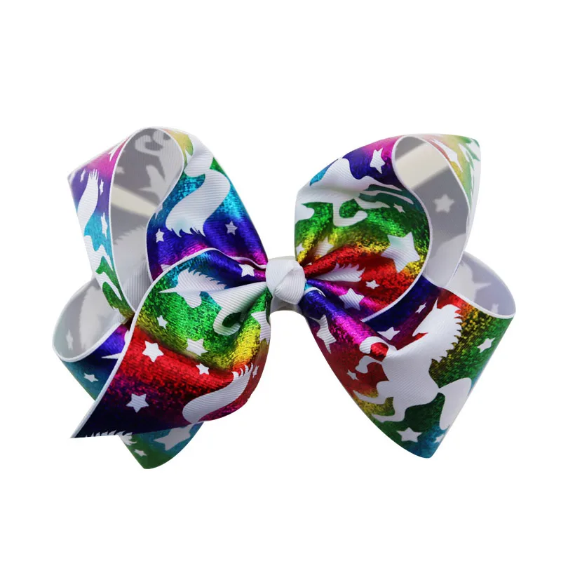 

60pcs DHL Free shipping New Arrival Ombre Rainbow Unicorn Ribbon Hair Accessory Fashion Extra Large Hairbow Jojobow