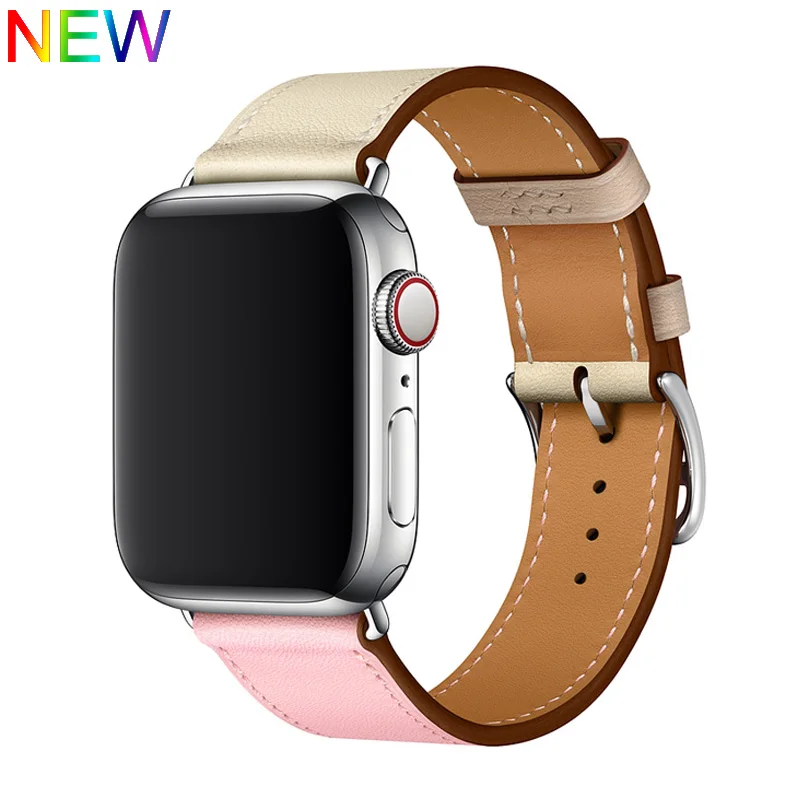 Sakura Craie Argile Ремешок EIMO для apple watch Band из натуральной кожи apple watch 4 3 38 мм iwatch band 42 мм 44 мм 40 мм одиночный походный браслет ремешок для часов - Цвет ремешка: Sakura Craie Argile