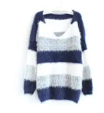 Женские вязаные пуловеры AQ178, весна-осень-зима, Свободный теплый мягкий мохеровый свитер, пальто, вязаные джемперы