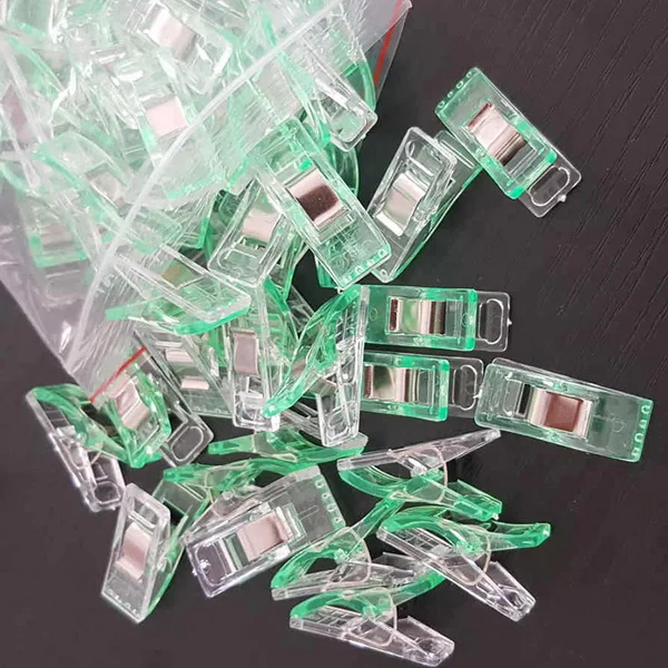 White Green Новое поступление 50 шт многоцветные 27x10x15 мм пластиковые зажимы для лоскутного шитья поделок, стеганное одеяло Скрепка Клевер чудо-зажим - Цвет: White Green