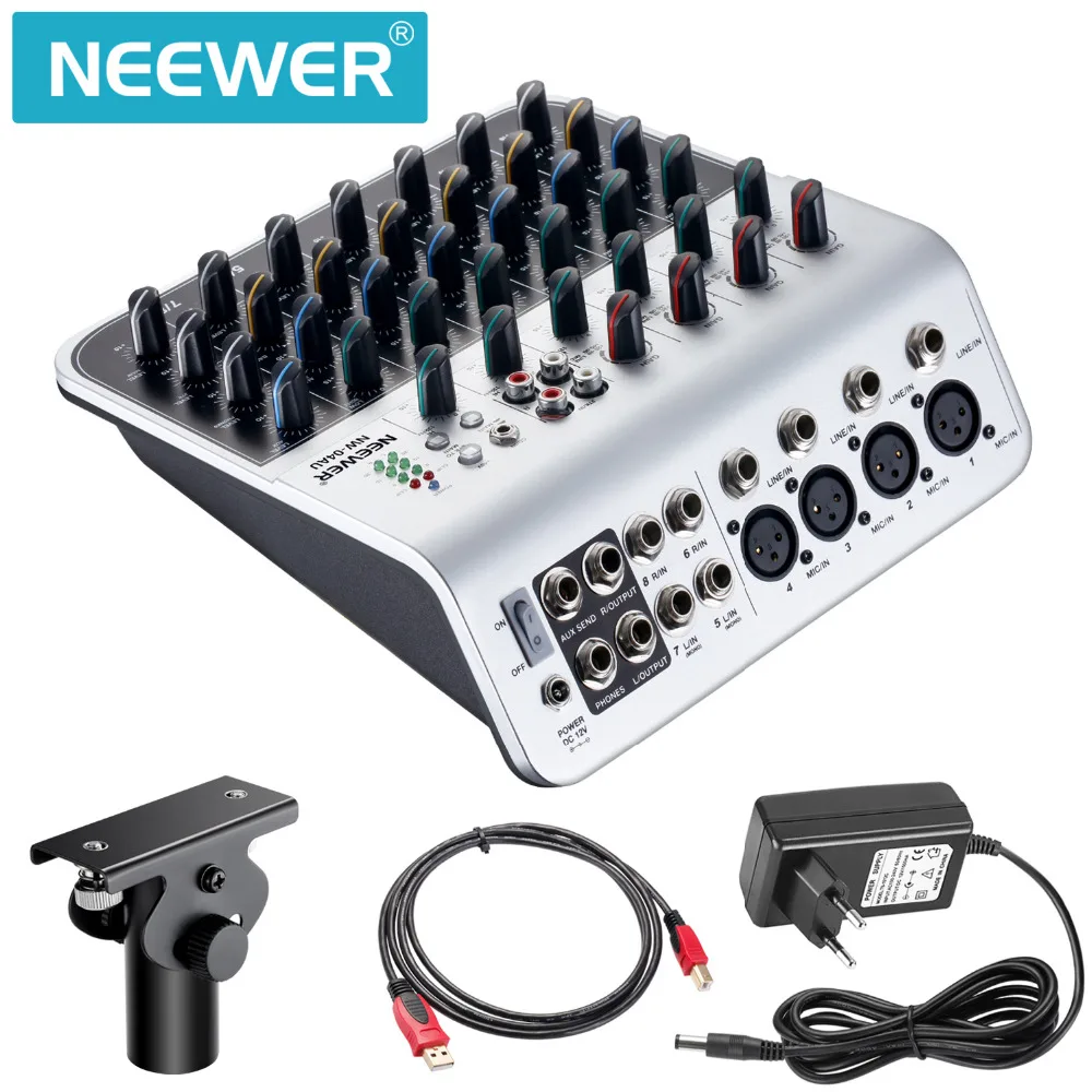 Neewer стерео миксер компактная мини микшерная консоль 4 канальный 2 полосный