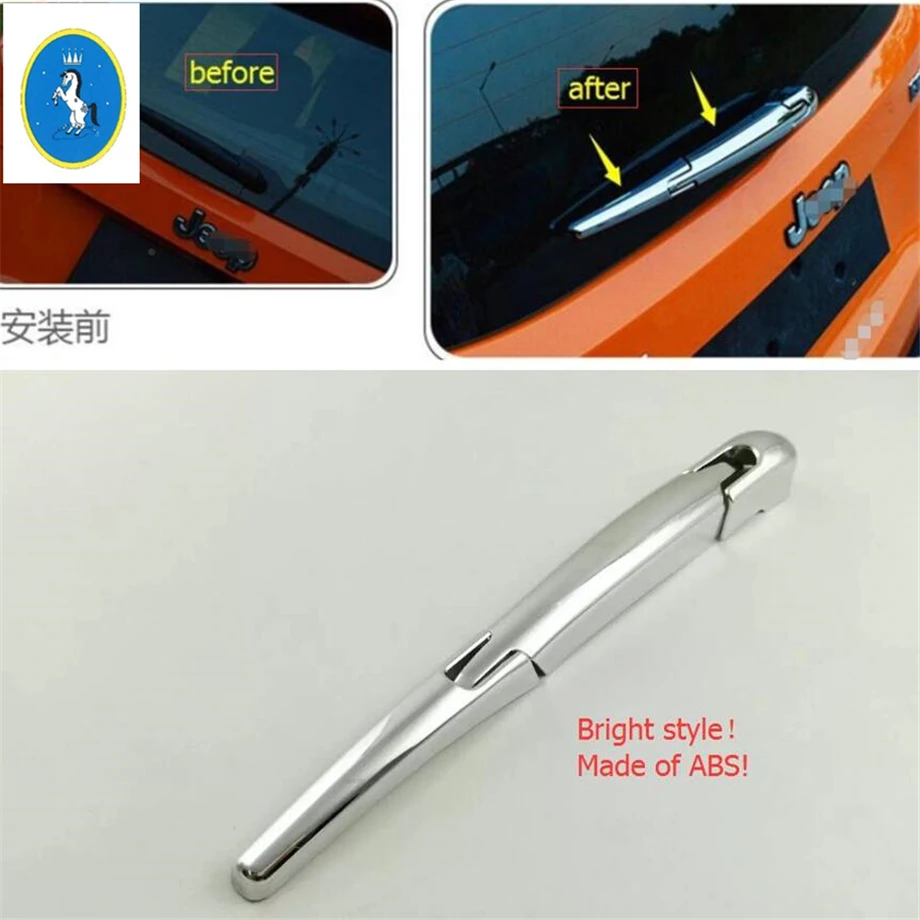 

Yimaautotrims Auto Accessory ABS Chrome Rear Back Window Wiper Protection Kit Cover Trim 3 Pcs Fit For Jeep Renegade 2015 - 2020