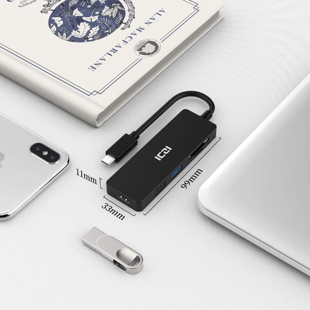 ICZI 4K USB C к HDMI USB 3,0 2,0 SD TF Порты адаптер Тип C к HDMI конвертер концентратор для ноутбука Macbook Pro samsung S9 S10