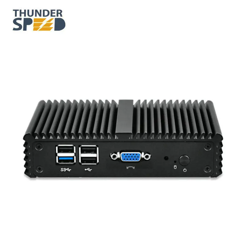ThunderSpeed Barebone Mini PC J1900 четырехъядерный NUC 4 LAN брандмауэр роутер безвентиляторный Nano