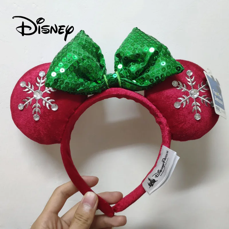Disney Рождественская повязка на голову уши Микки Снежинка зимний стиль головной