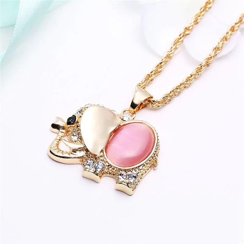 Модные ювелирные изделия кристалл много цветов Камень Слон ожерелье подвеска