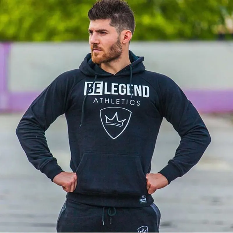 Black(Hoodie) Мужские комплекты спортивной одежды для бега, спортивные штаны, спортивные штаны для тренажерного зала, фитнеса, тренировок, кроссфита, толстовки, штаны, мужские спортивные Брендовые спортивные костюмы для бега - Цвет: Black(Hoodie)
