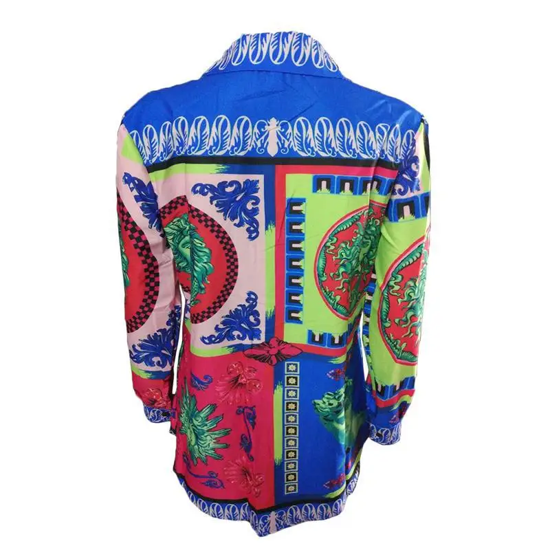 

Plus Size Women tops and blouses Dashiki Printed Long Shirt Office Lady Elegant Turn-down Collar Long Sleeve women Shirts
