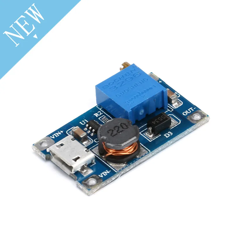 5 шт. MT3608 DC Регулируемый Модуль Boost 2A Plate Повышающий с MICRO USB 2 в 24 до В 9 12 28