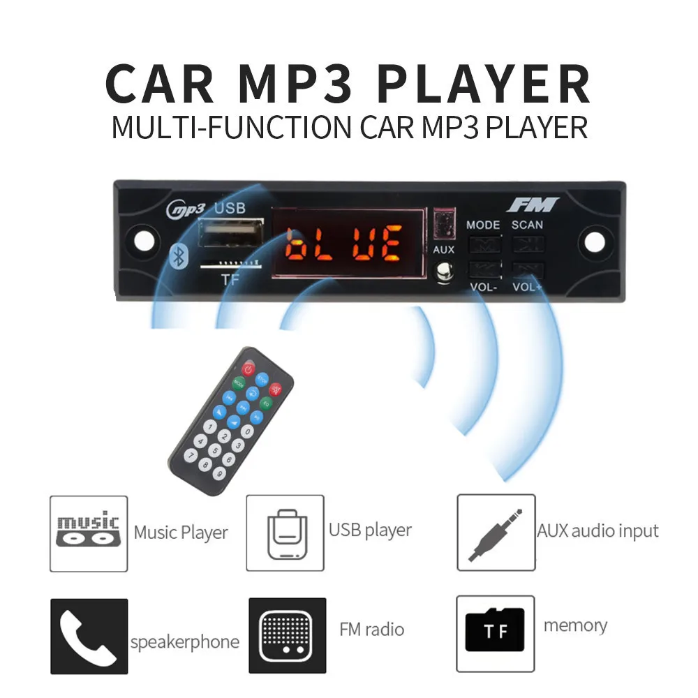 5 в 12 В Bluetooth автомобильный комплект Mp3 плеер FM Радио беспроводной аудио приемник адаптер TF USB 3,5 мм AUX автомобильный аудио комплект модификации
