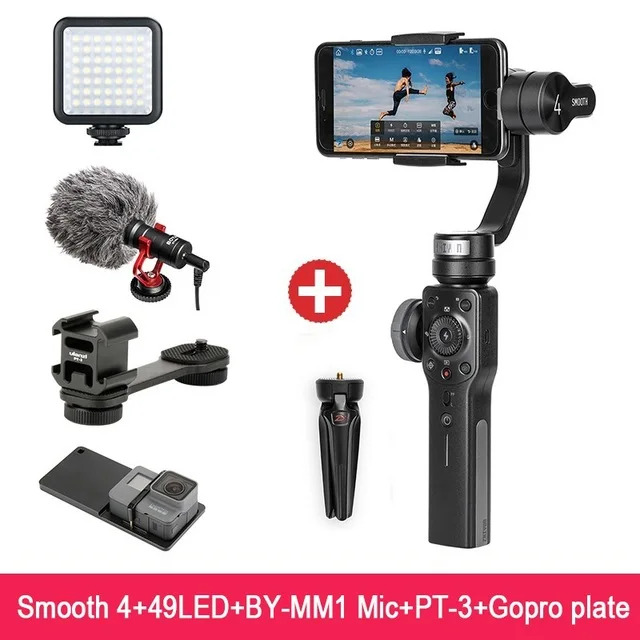 Zhiyun Smooth 4 3-осевой ручной держатель для телефона шарнирный стабилизатор для камеры для iPhone 6/7/8/X стабилизатор для gopro Экшн-камера PK DJI Osmo 2 - Цвет: adapter light mic 03
