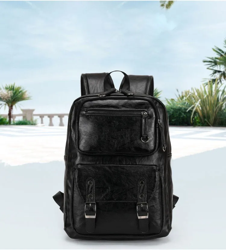 Мужской кожаный рюкзак, мужские рюкзаки для путешествий, Mochila Masculina, Черная мужская сумка для книг, рюкзак для ноутбука, Mochilas Para Hombre Man