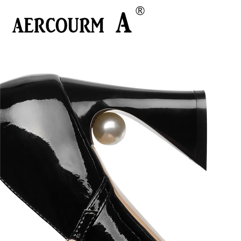 туфли с пряжкой обувь жемчуг Aercourm A 2018 г. Для женщин ремешок модная Женский яркий