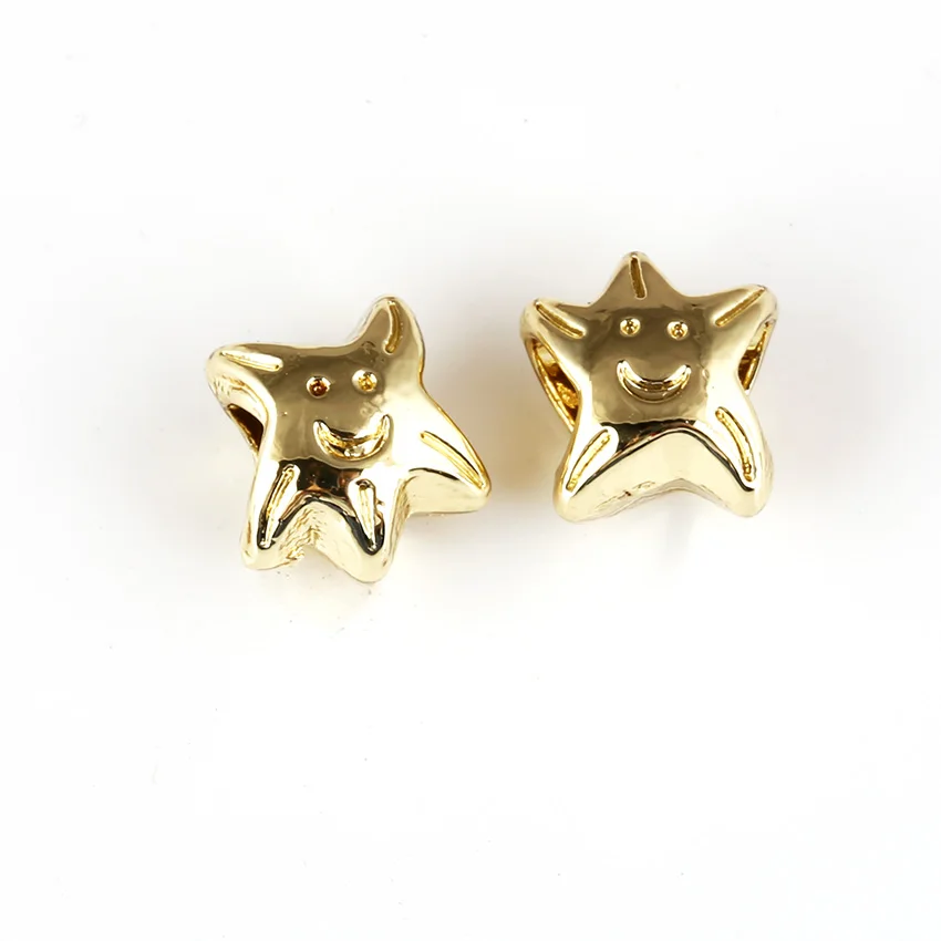 10 шт. в партии бусины из сплава золотого цвета смайлик звезда рукоделие большое