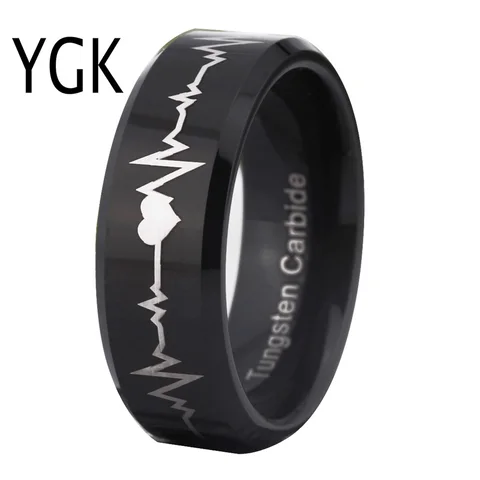 Ювелирные изделия YGK, лидер продаж, мужское вольфрамовое обручальное кольцо с черным Скосом и надписью «Comfort Fit Forever Love», 8 мм