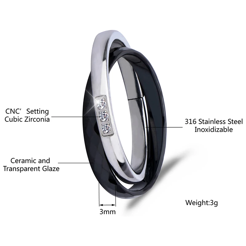 Новое керамическое кольцо с крестиком черно белое двойное женское ювелирное